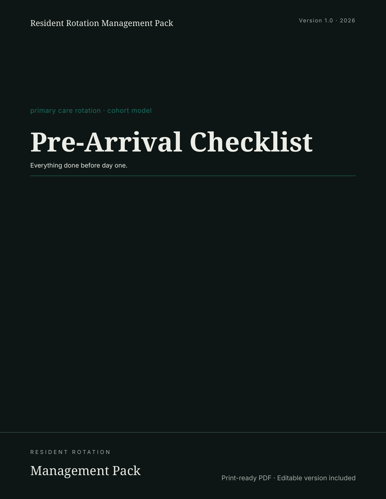 Cover page of the Pre-Arrival Checklist